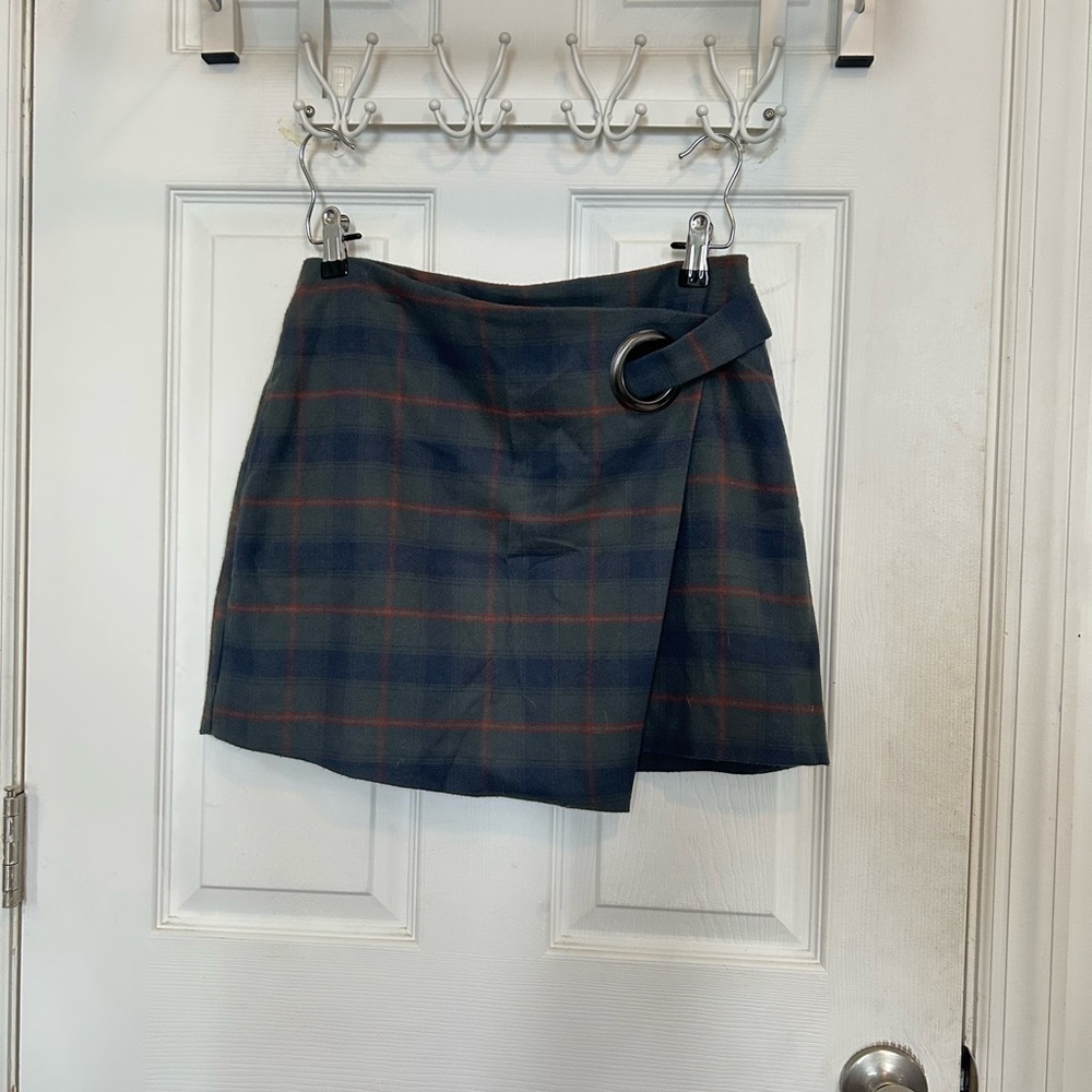 NWOT Free People Blue and Green Wrap Mini Skirt
